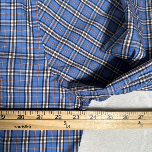 Peter Millar Shirt Men Size L Blue Plaid Long Sleeve Single Pocket Button Up EUC - Picture 6 of 9